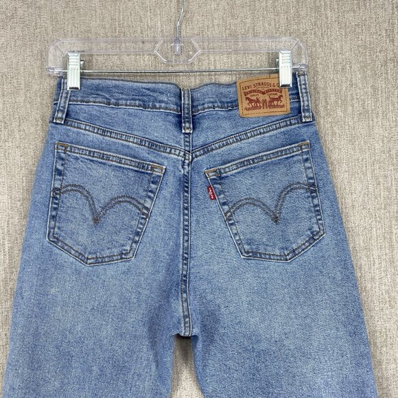 Levis Jeans 28 Wedgie Straight Distressed High Waist Whiskered Denim - Picture 7 of 13